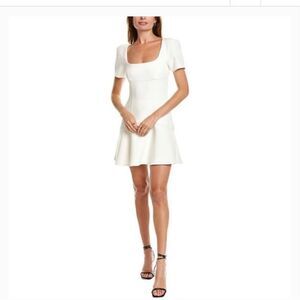 A.L.C Hayes seamed puff sleeve off white mini dress 12
